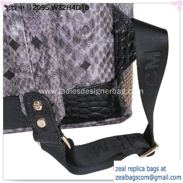 High Quality Replica Hot Sale MCM Armour Medium Backpack Snake Leather MC2095 Grey